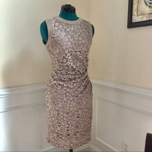 Taupe lace Calvin Klein sheath dress